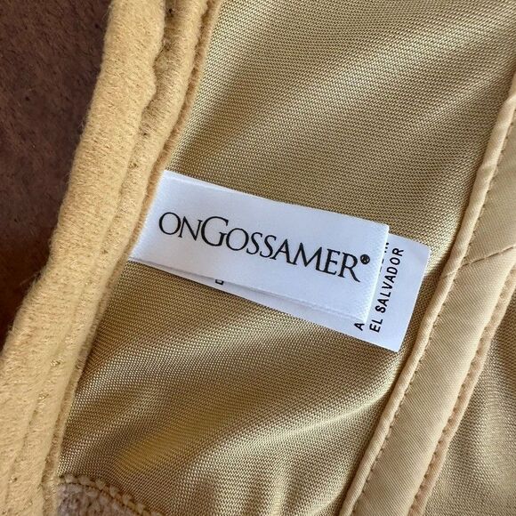 On Gossamer Gold Satin Corset Cami Top M Lingerie Diamond Quilted Cupped PinUp - Picture 10 of 16